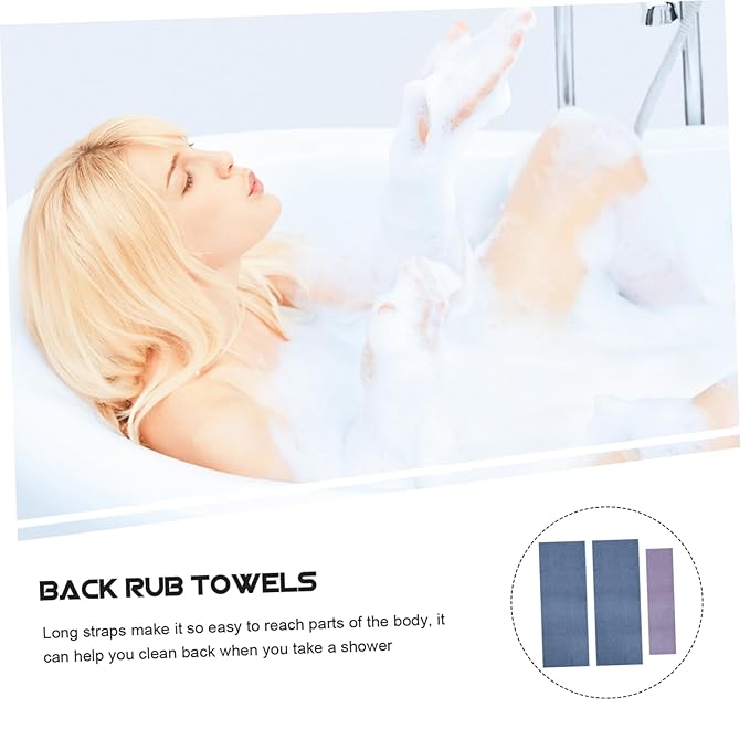 Ipetboom 9pcs Comfortable Back Pulling Bath Towels Long Straps Shower Towels Fuzzy Hand Exfoliating Wash Massage