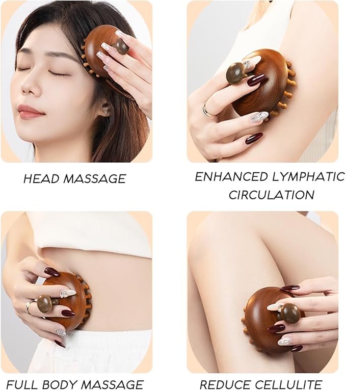iunxkmi Wooden Scalp Massage Comb - Sandalwood Head Massager Tool, Gua Sha Brush for Women Men Hair Growth Body Massage