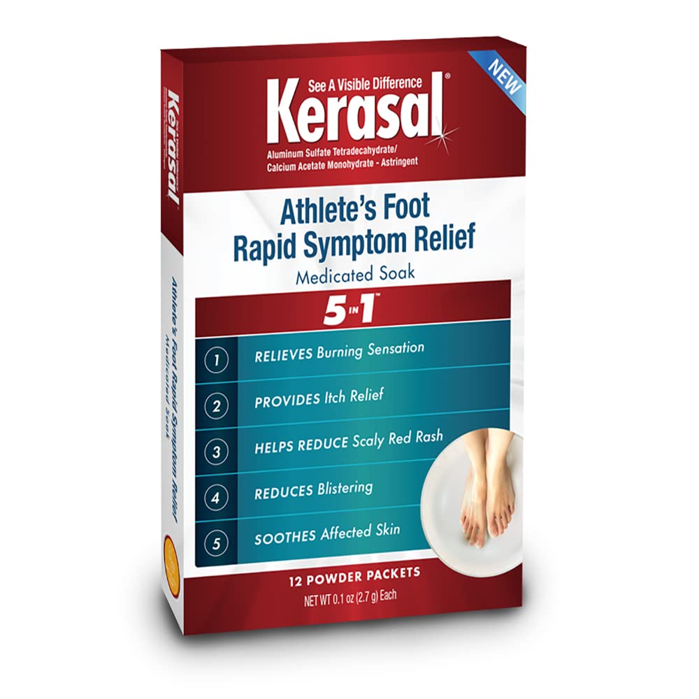 Kerasal Athlete's Foot Medicated Foot Soak, 5-in-1 Relief, 12 Count