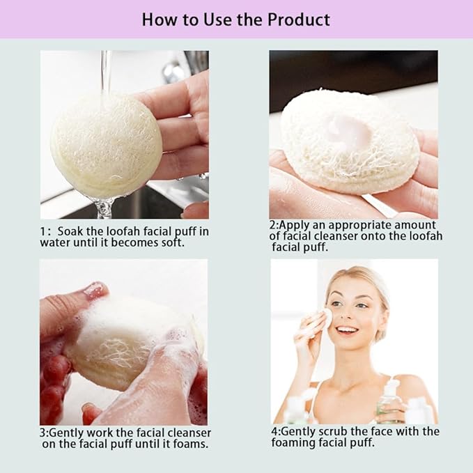 haikuluo Natural Loofah face Scrubber Pads, 6 Pack