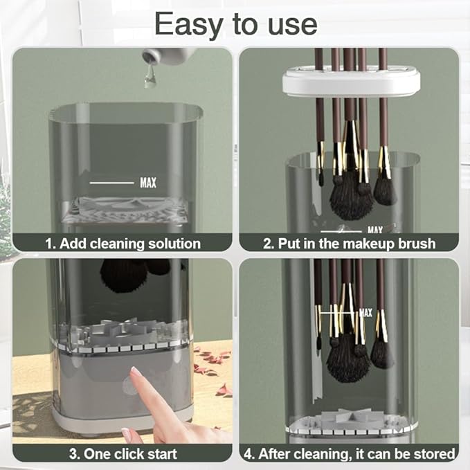 HorizonMart - Automatic Makeup Brush Cleaner Machine - Fast Dryer & Deep Cleaning Tool for All Brush Sizes, Portable & Easy to Use.