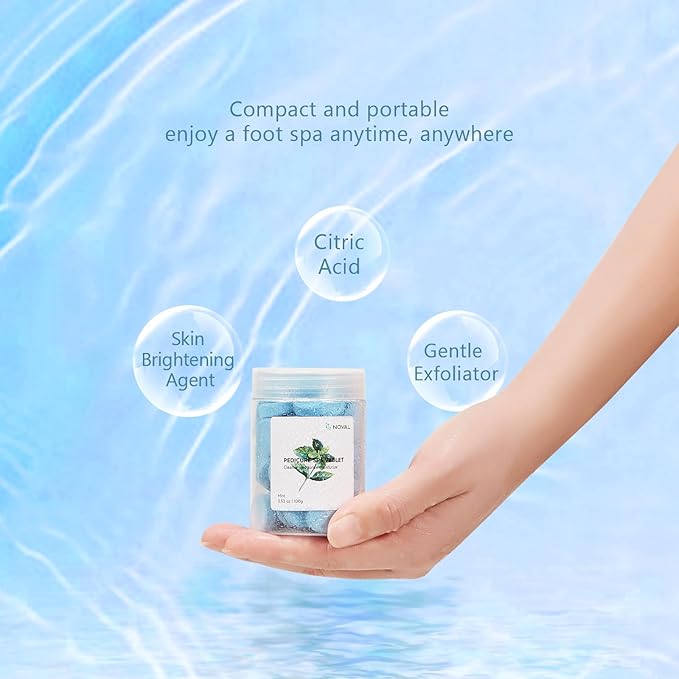 NOVAL Pedicure Spa Tablets, Blue Mint Foot Soak for Pedicure Bowl, Foot Bath and Salon Home Use, 100g