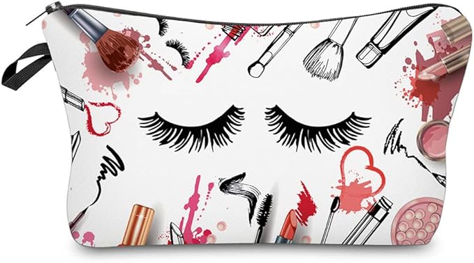 Deanfun Makeup Case Small, Cosmetic Zipper Bag Waterproof for Purse Mini, Women Cute Traveling Accessories Pouch for Ladies Thanksgiving Gifts(D2-55243)