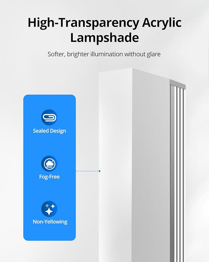 Combuh LED Bathroom Vanity Light Bar Dimmable IP44 Over Mirror Lighting Fixture 24Inch Wall Sconces Indoor 14W Modern Cool White 6000K Chrome