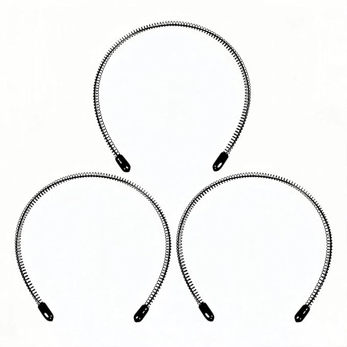 Metal Headband for Men, Adjustable Wavy Hair Band, Spring Wire 3 Pcs