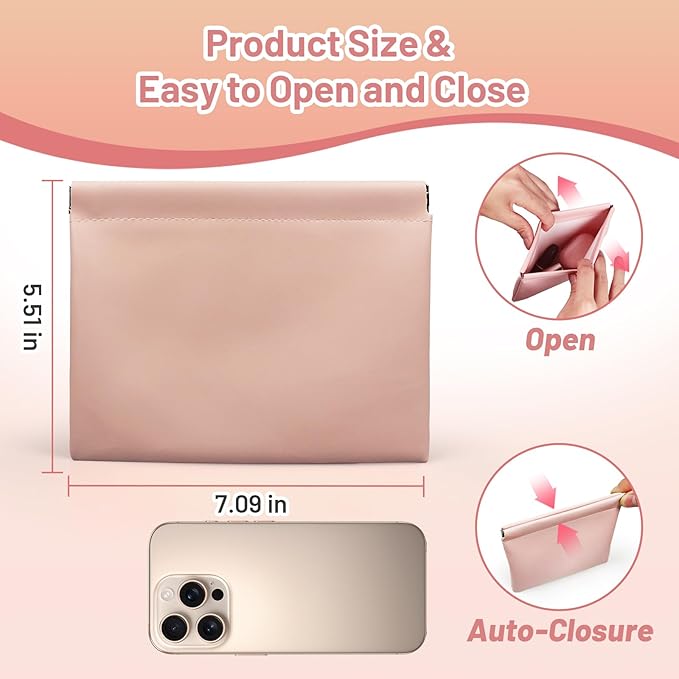 Muswelf 4 Pack 7.1"×5.5" Small Makeup Bag for Purse, Magnetic Large Purse Pouches, Soft Cosmetics Makeup Pouches, Little Travel Organizer Pouches for Women