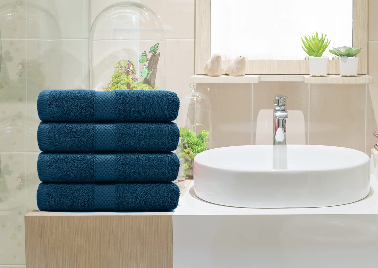 DAN RIVER 6-Pack Premium Hand Towels (16x28 Inches) - 100% Cotton, Ultra Soft, Lightweight, Highly Absorbent Towels for Bathroom, Spa, Gym, Salon, Hotel, and Travel - Opal Blue