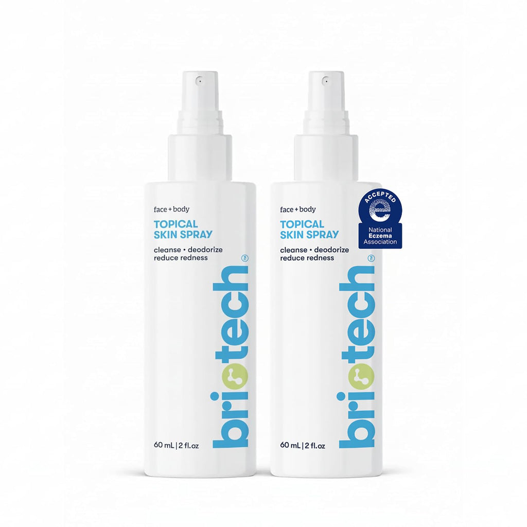 BRIOTECH Topical Skin Spray, Hypochlorous Acid Spray for Sensitive Skin, HOCl Facial Mist, Full Body Support Against Irritation, Calm Redness, Soothe Foot & Scalp, 2 oz Travel Size (2 Pack)