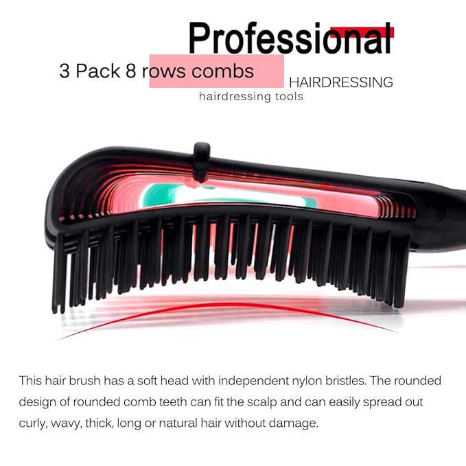 A.DASHER Detangling Hair Brush for Afro America/African Hair Textured 3a to 4c, Knots Detangler Scalp Massage Comb for Women (3 pcs, Purple)
