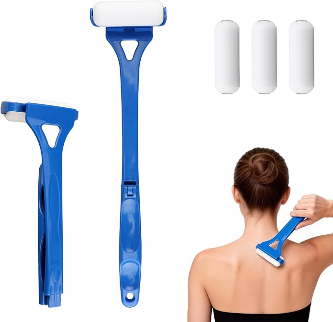 Aphohome Back Lotion Applicator, Foldable Handle with 3 Reusable Foam Rollers, Back Tanning Applicator, Evenly Applies Moisturizer Cream Ointment to Hard-to-Reach Areas for Men & Women & Seniors