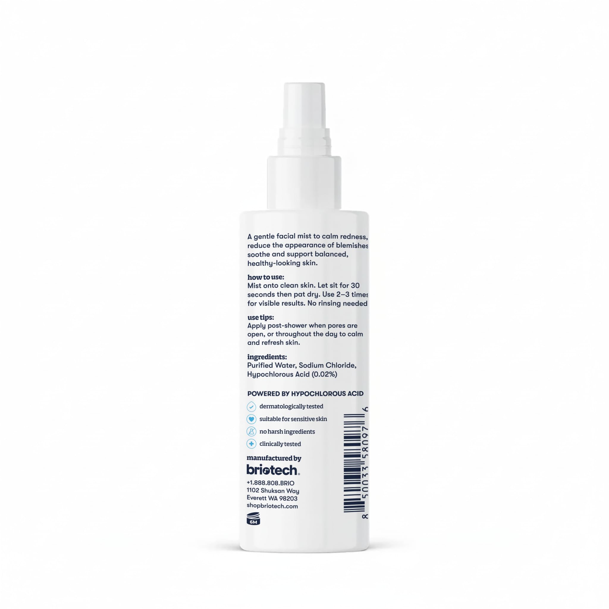 BRIOTECH Renew Toner, Hypochlorous Acid Spray, Minimize Appearance of Blemishes, Soothing Facial Mist for Sensitive Skin, Calm Redness & Bumps, Vegan, 2 fl oz Travel Size (2 Pack)