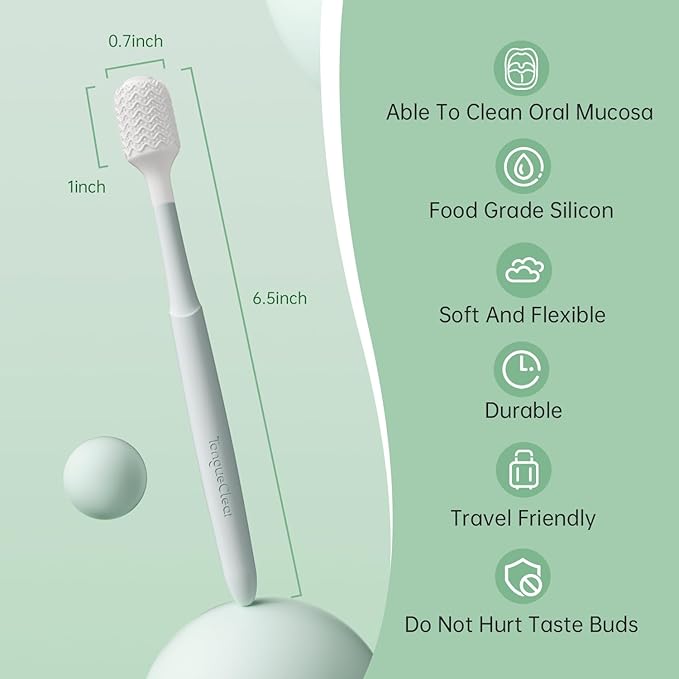 Tongueclear Oral Mucosal Cleaner|Silicon Oral Care Cleaner|Gum Massager with Air Bag(1 pc)