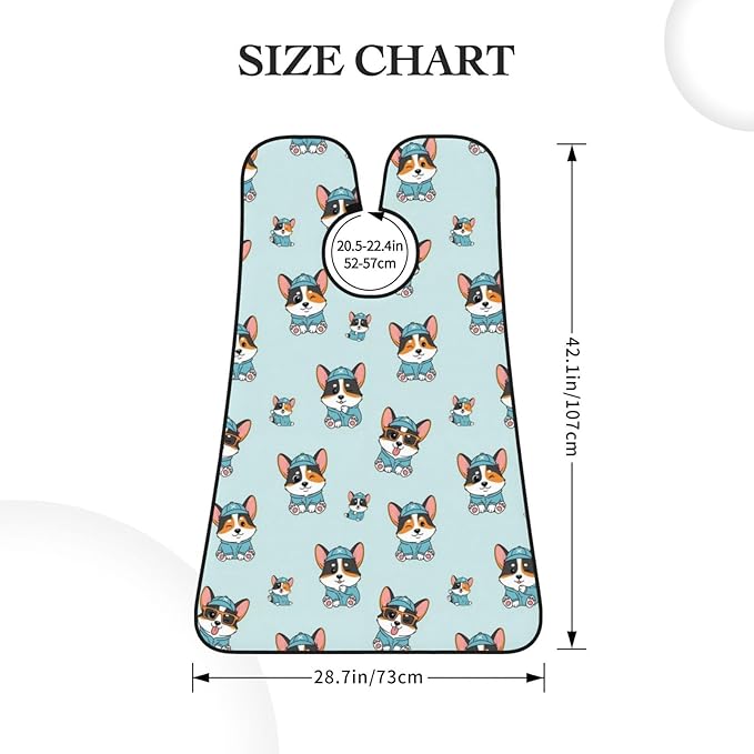 Professional Beard Bib, Non-Stick Hair Catcher Apron Waterproof, Shaving Grooming Essential for Men Dad, Cute Corgi Tricolor Dog Shave Bib