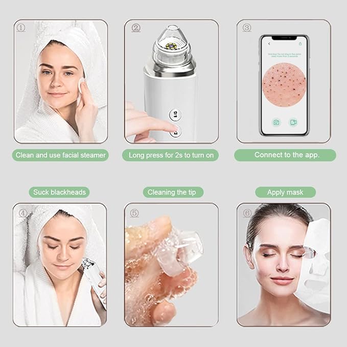 Blackhead Remover Pore Vacuum with 5MP HD Camera, 20X Magnification WiFi Visible Facial Pore Cleanser, FDA-Registered Electric Pimple Acne Comedone Extractor Kit for Men & Women with 6 Probes