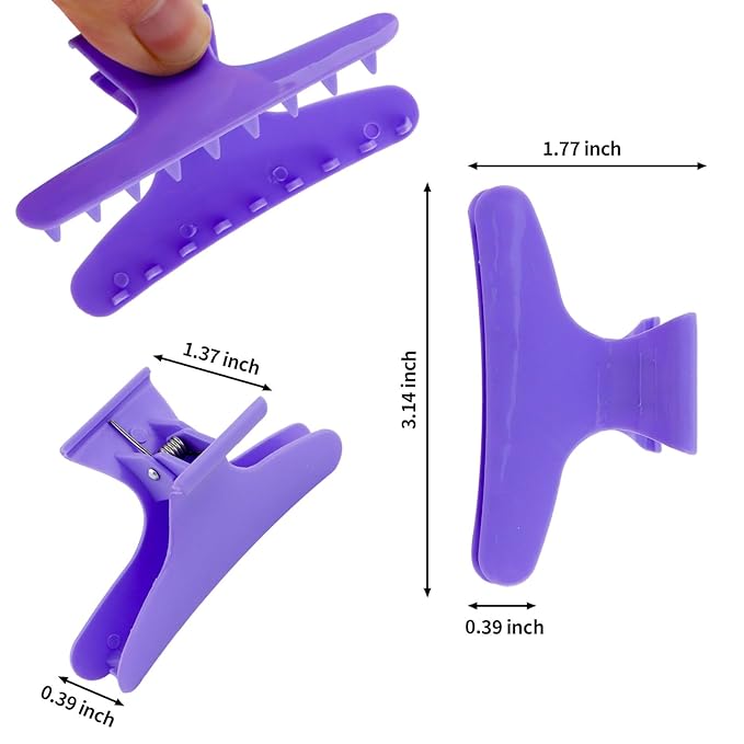 BAHABY Hair Clips for Styling Sectioning 12 Pack Hot Pink Purple Blue Butterfly Clamps Hair Claw Clips Pro Salon Hair Clips for Styling, Sectioning, Cutting and Coloring