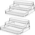 Zilphoba 2pcs Acrylic Rack, No Assembly Clear 3 Tier Condiment Bottle Shelf Vanity Organizer for Cabinet Kitchen Bathroom