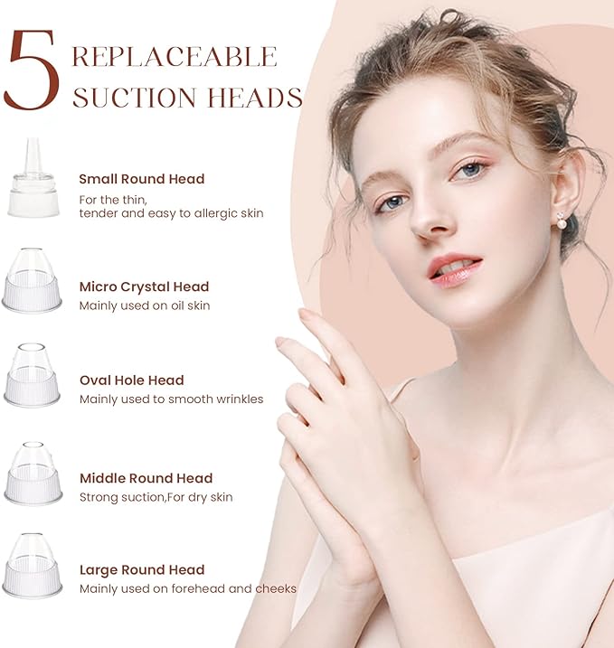 2026 Blackhead Remover Pore Vacuum,Facial Pore Cleaner-5 Suction Power,5 Probes,USB Rechargeable Blackhead Vacuum Kit Electric Pore Vacuum Tool for Adult