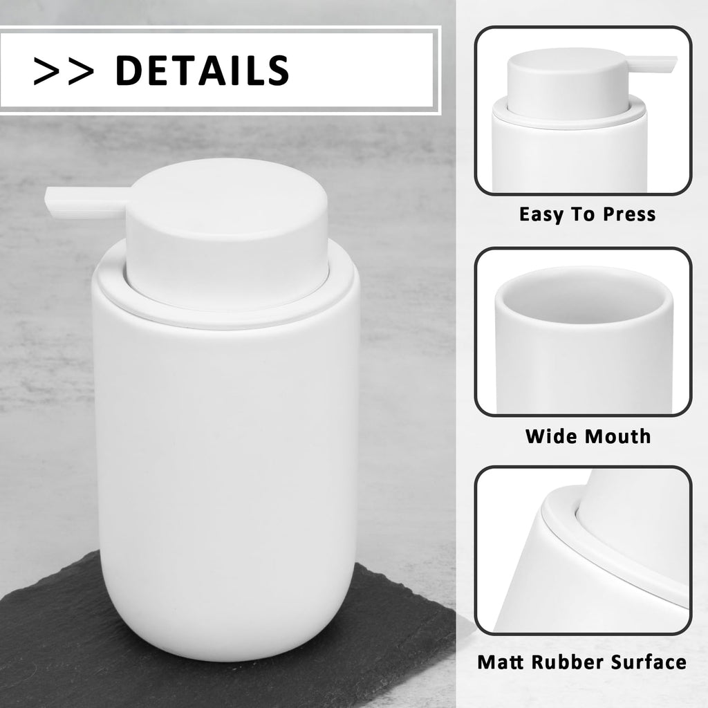 TOOZFO Soap Liquid Dispenser Ceramic with Easy-to-Press Pump Hand Liquid Dispenser for Shampoo Bathroom Countertop 13.5 oz