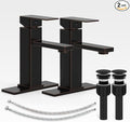 Bathroom Sink Faucet-2 Sets, Oil Rubbed Bronze Bathroom Faucet with Pop-up Drain and 6 Inch Deck Plate, Single Handle for Modern Farmhouse RV Sink (2 Holes)