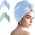 Microfiber Hair Drying Towel Wrap for Women, Hair Turbans Towel for Wet Hair,turbie Twist Hair Towels(The Color of the Picture is for Reference only) (Blue,Light Green)