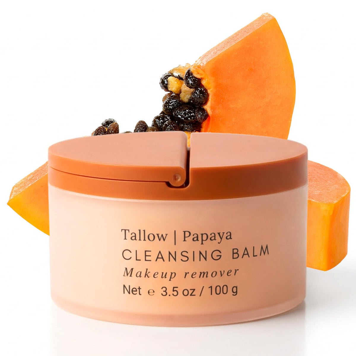 Tallow Cleansing Balm - With Grass-fed Beef Tallow, Papaya Enzyme | Waterproof Makeup Remover Balm | Natural Face Cleanser Oil | Sulphate Free | for sensitive skin, MADE IN USA - 3.5 oz/ 100 g