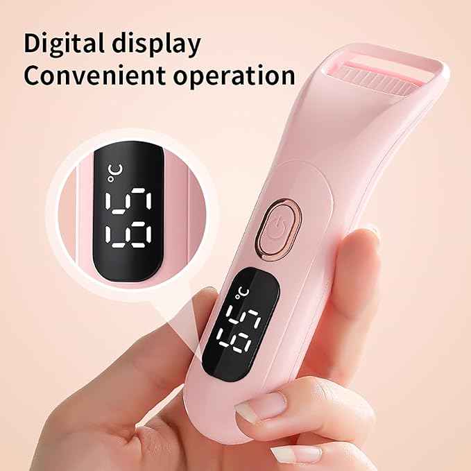 Heated Eyelash Curlers, Rechargeable Electric Eyelash Curler with Dual-Arc Design & 3 Adjustable Temperature Natural Curl Perfect Fit for Women(Pink B)