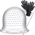 Silicone Highlight Cap with Hook and Gloves Hair Highlighting Kit Hair Dye Coloring Cap Reusable Pull Through Frosting Accessories for Salon Home Hairdressing