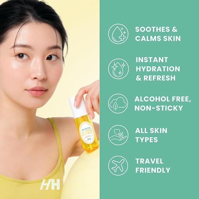 Handmade Heroes Cooling Summer Face Spray | Calming Cooling Chamomile Facial Mist for Perimenopause & Menopause | with Hyaluronic Acid and Jasmine | Sip The Tea Calming Mist