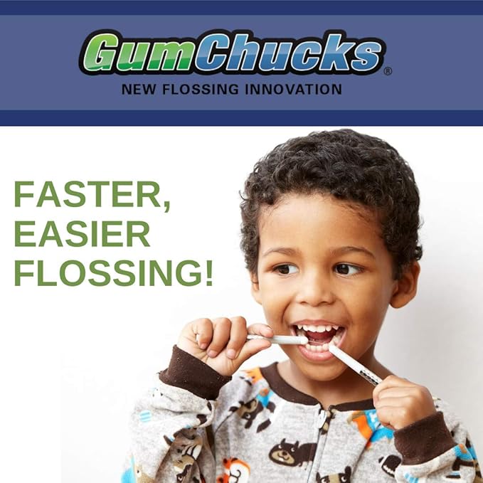 GumChucks Floss Picks for Braces & Tight Teeth – Reusable Dual Handle Flosser – No Hands in Mouth – Easy for Kids, Adults & Seniors (Old Skulls - Ninja Vitis)
