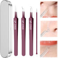Usiveinborn Blackhead Remover Upgraded, Usiveinborn Blackhead Tweezers, Professional Upgraded Facial Blackhead Remover Tweezers, Blackhead Remover Tools Sets (A4-Red-4pcs)