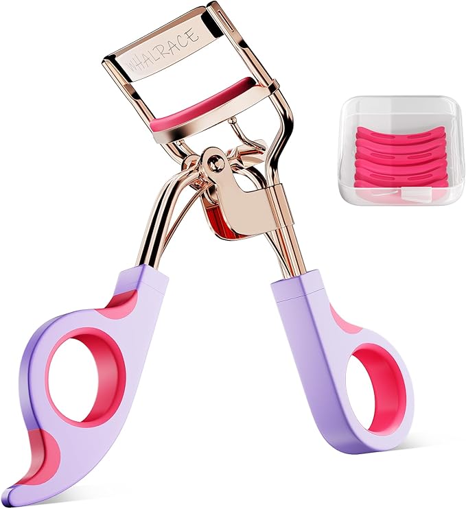 Eye Lash Curler with 6 Replacement Pads, Whalrace Eyelash Curlers Superior Curling Effect, Beautiful and Easy to Identify, Valentine's Day Gift for Her, Beauty Enthusiasts -Rose Gold Purple Red