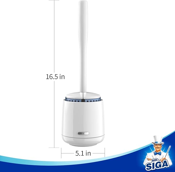 MR.SIGA Toilet Bowl Brush and Holder, Sturdy Long Handle, White, 1 Pack