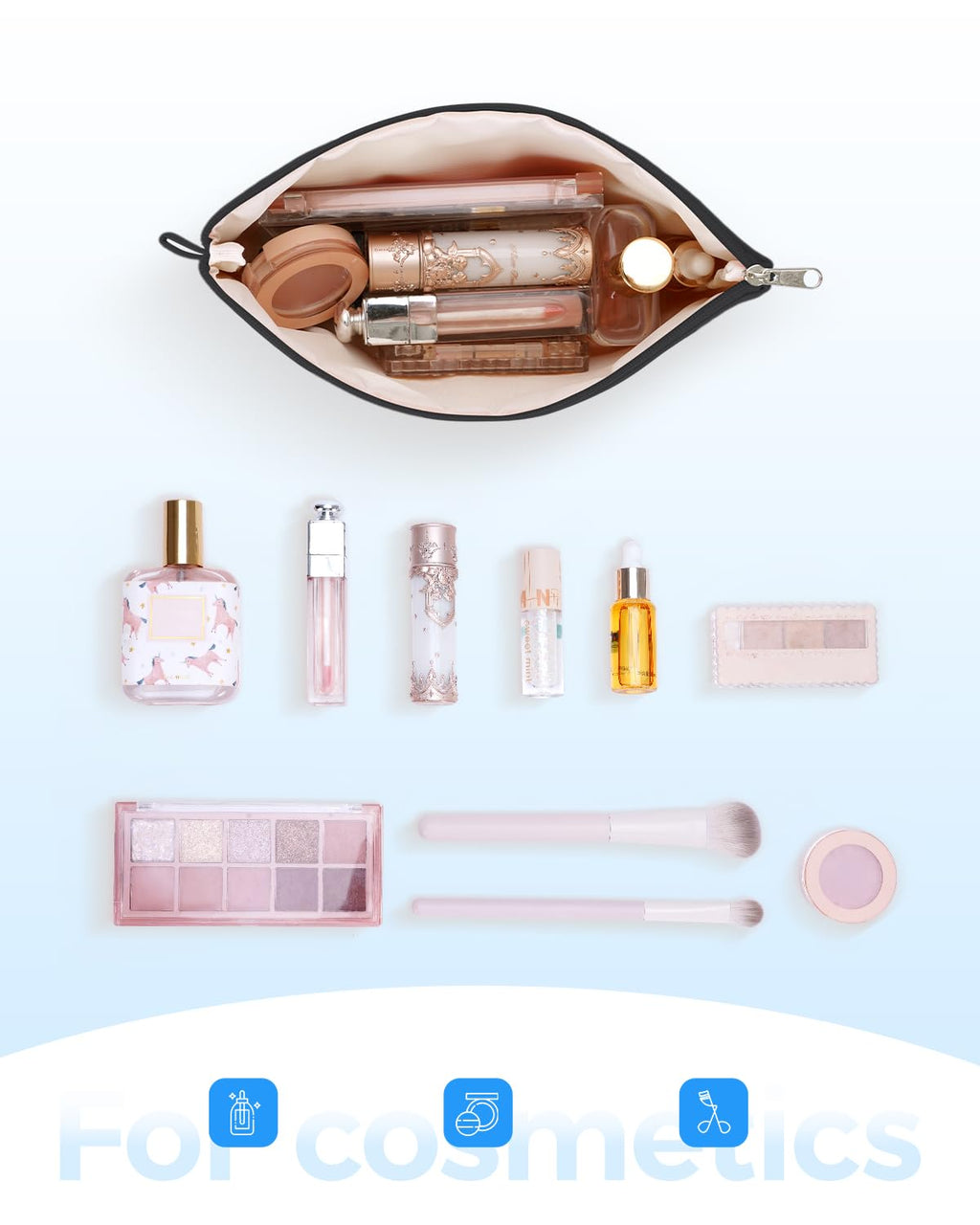 WANDF Small Makeup Bag for Purse, Small Cosmetic Bag for Women