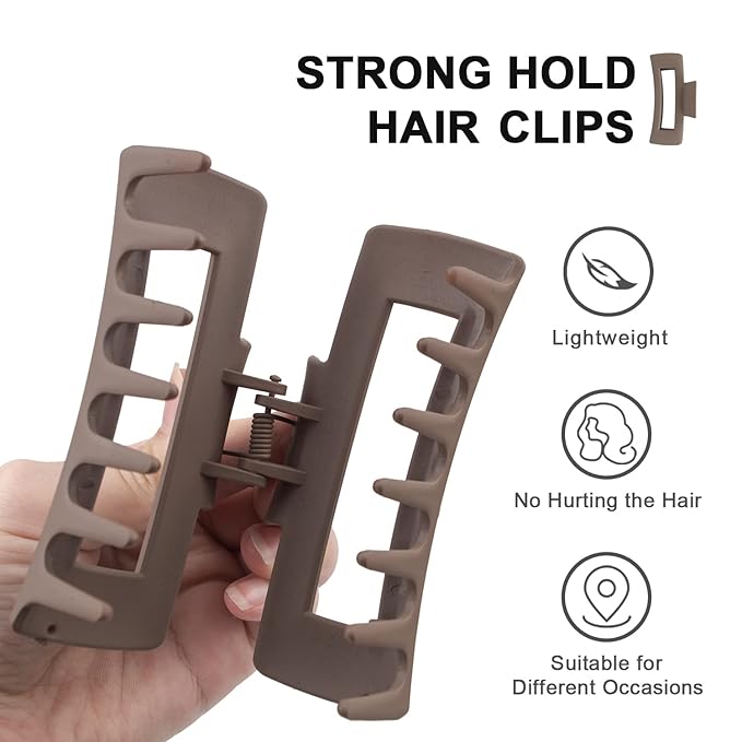 MAORULU Large Hair Claw Clips for Thick Hair, Banana Clips with Strong Hold for Women and Girls, Brown 1