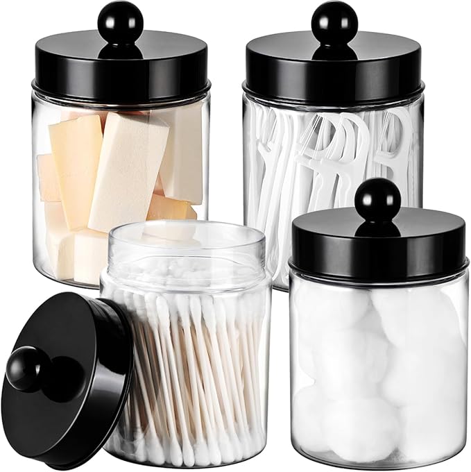 Amolliar Acrylic Apothecary Jar Bathroom Qtip Holder Gold 6 Pack