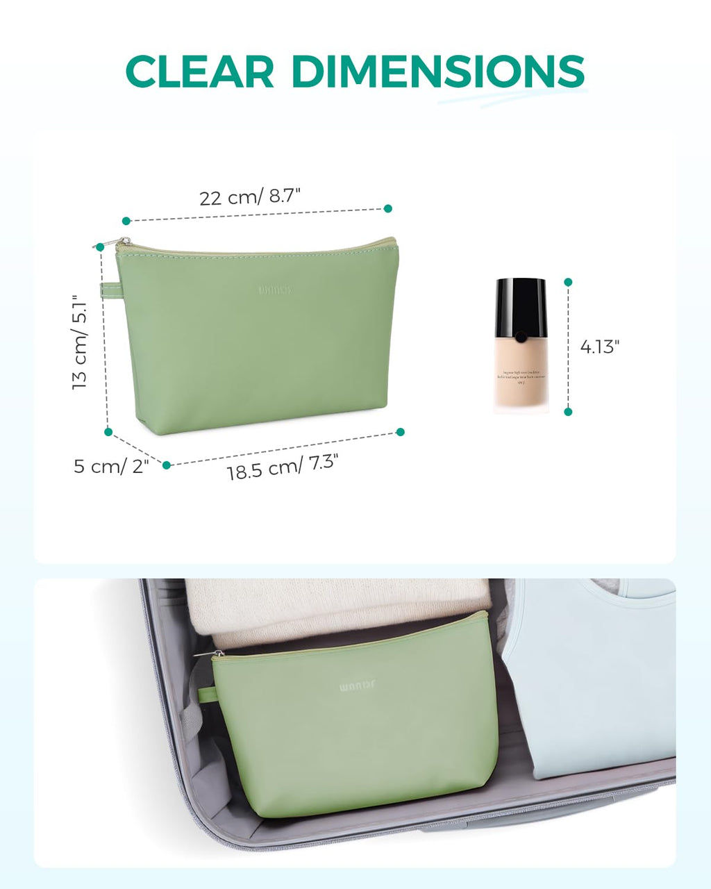WANDF Small Makeup Bag for Purse, Small Cosmetic Bag for Women