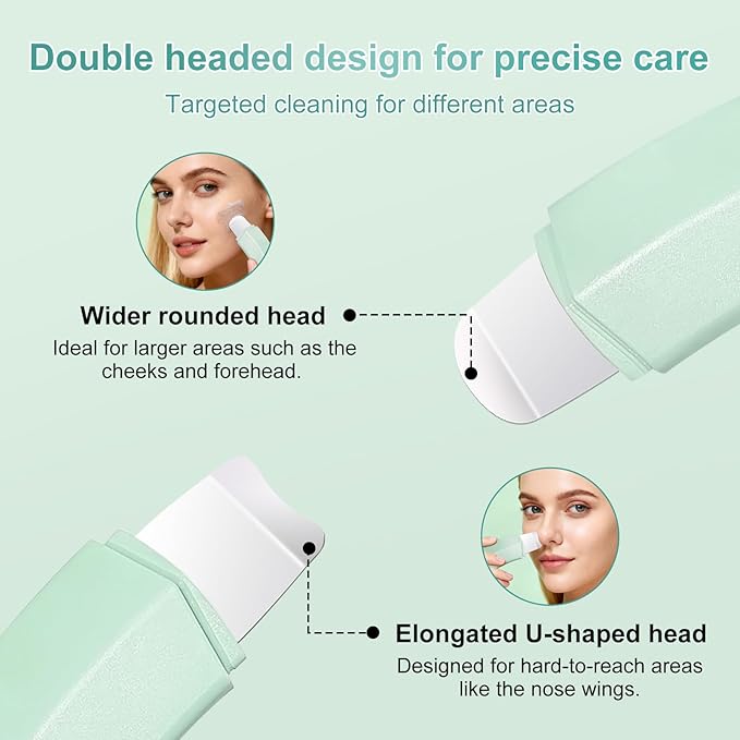 HUGJOG Manual Blackhead Remover Tool, Ergonomic Dual-Head Blackhead Scraper with 3-Piece Stainless Steel Extractor Needle Kit, Pore Cleaner Skin Care Tools for Face and Nose