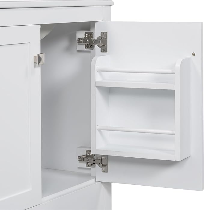 Bellemave 30" Bathroom Vanity with Sink Combo Set, Solid Wood Frame Bathroom Storage Cabinet with a Drawer, 2 Soft Closing Cabinet Doors with Organizer, White