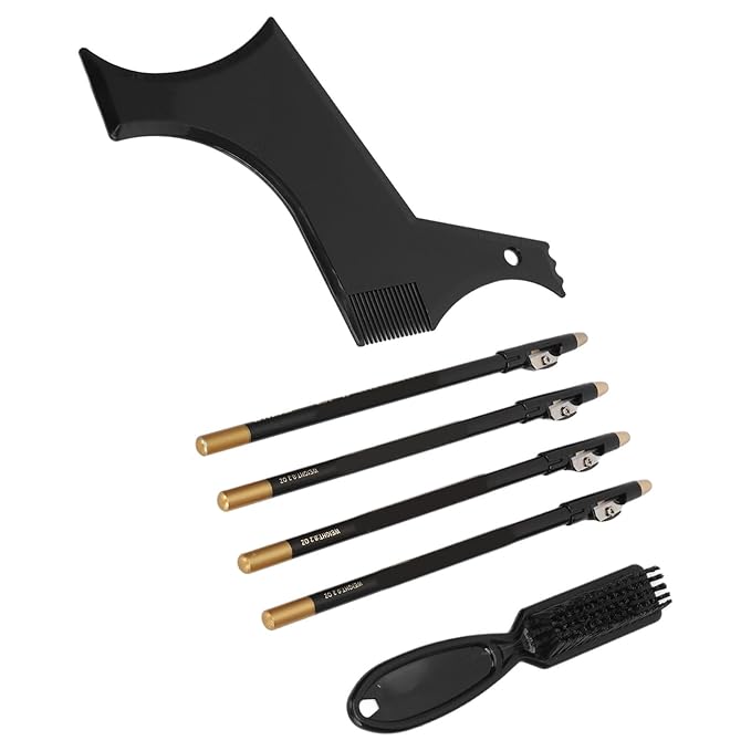 Beard Shaper, Beard Lineup Tool Beard Grooming Toolkit Includes Beard Shaping Stencil with 4 Barber Pencils for Home Use and Travel (Black)
