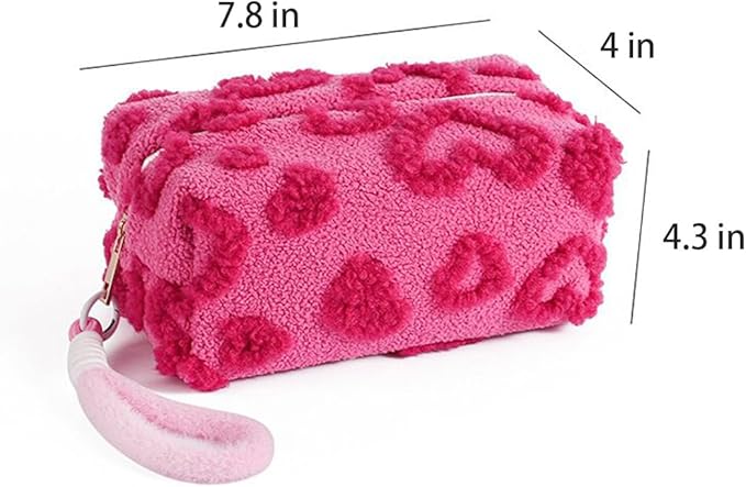 SxoSyo Plush Makeup Bags, Cosmetic Cases, Pink Heart