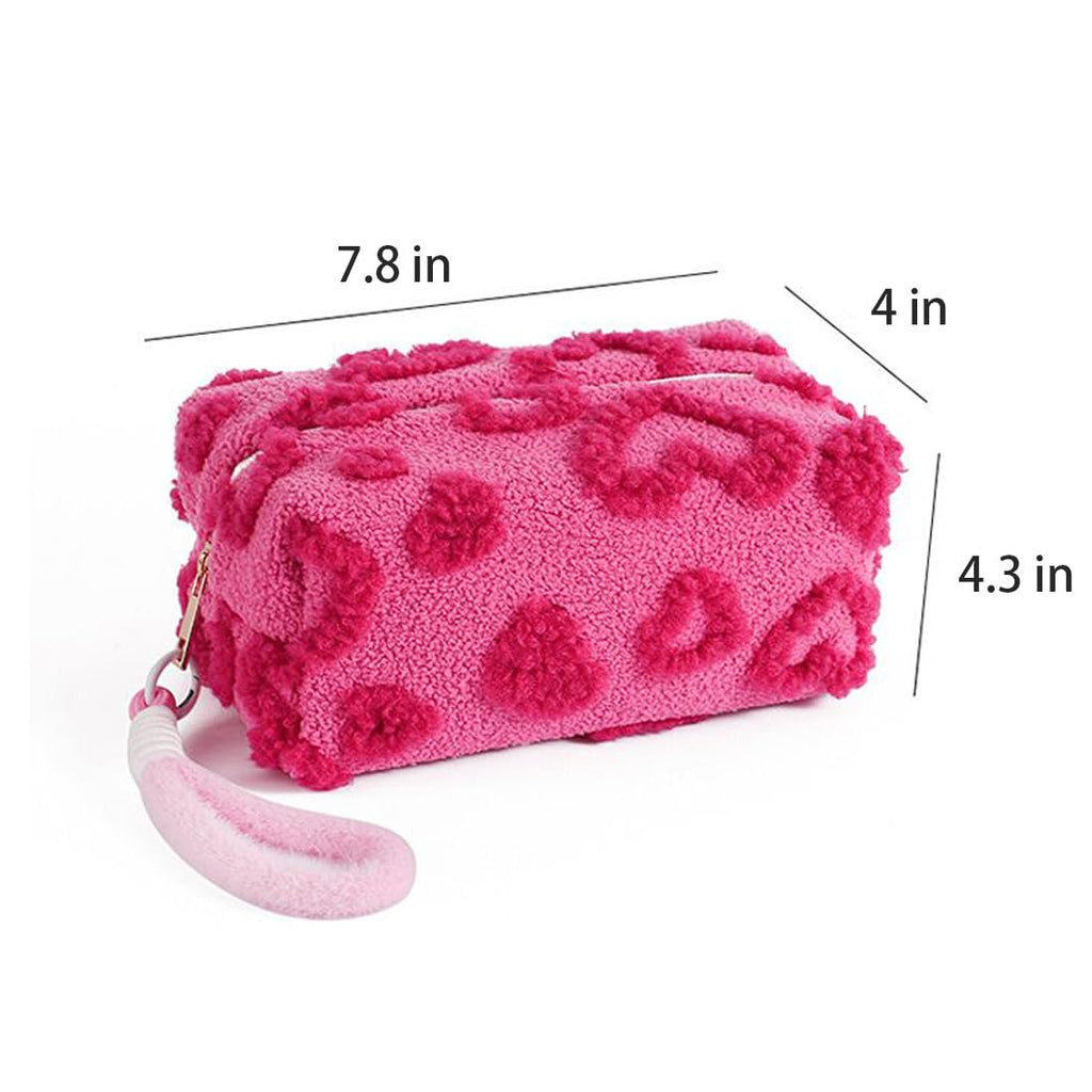 SxoSyo Plush Makeup Bags, Cosmetic Cases, Pink Heart