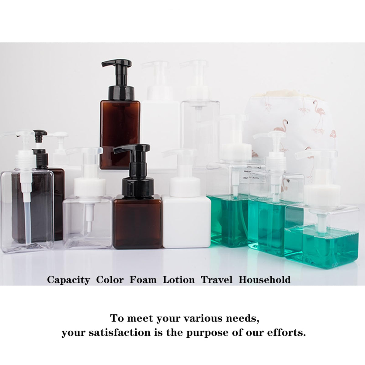 2 Pack Foaming Soap Dispenser, 15 Oz Refillable Plastic Pump, Clear