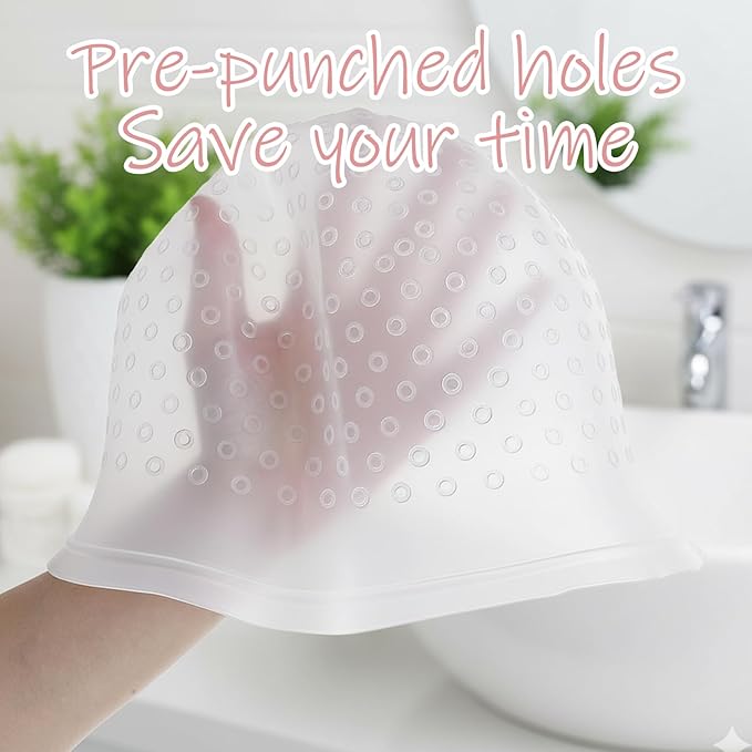 4Pcs Hair Highlighting Cap Set, Highlight Caps for Hair, Hair Dye Cap Suitable for DIY Home Hairstylist, Professional Salon Stylist