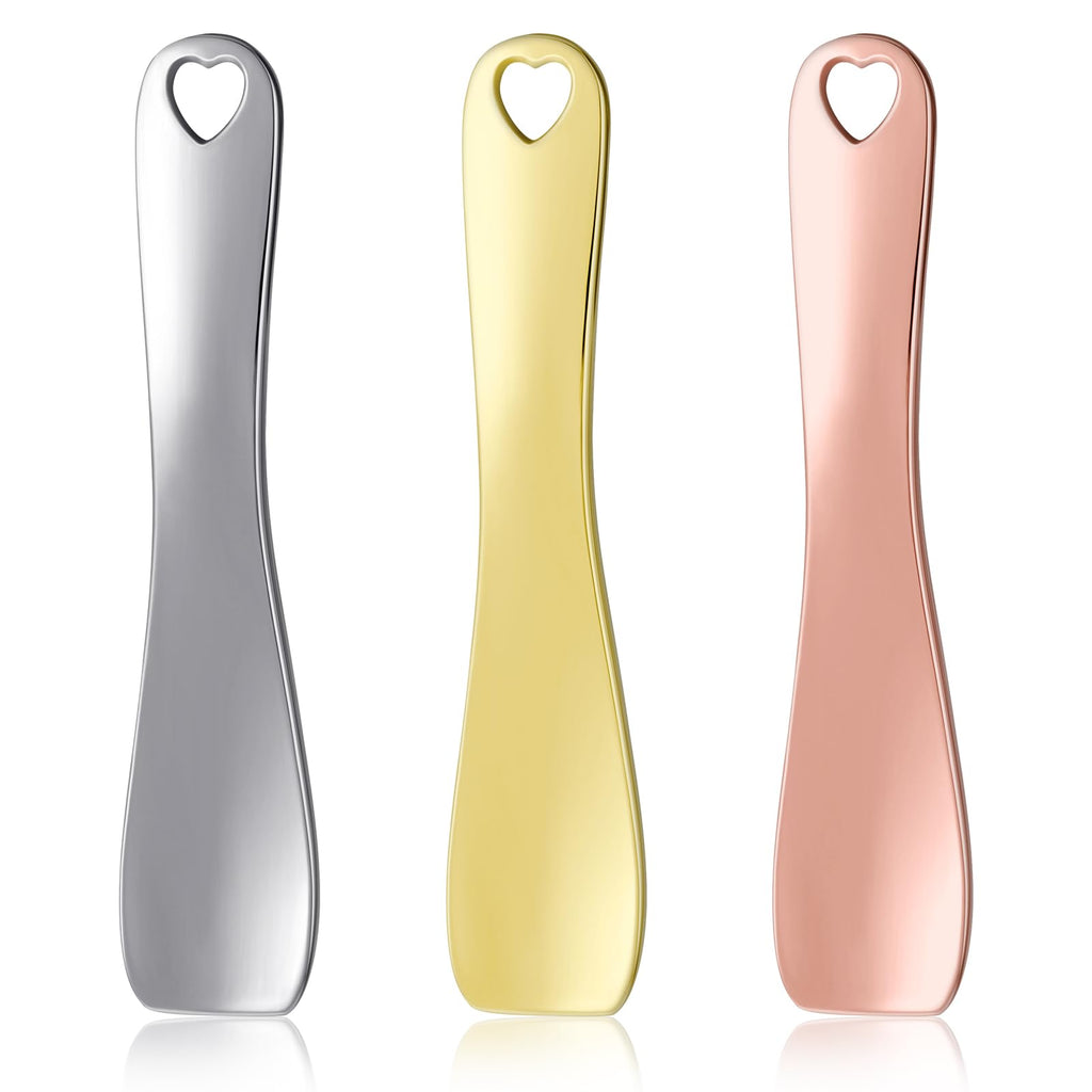 Hariendny 3 Pack Cosmetic Lotion Spatula Metal Makeup Spatula Face Cream Scoop Spatulas Mini Skin Care Spoon Reusable Applicator Tool for Face Mask Cream Lotions