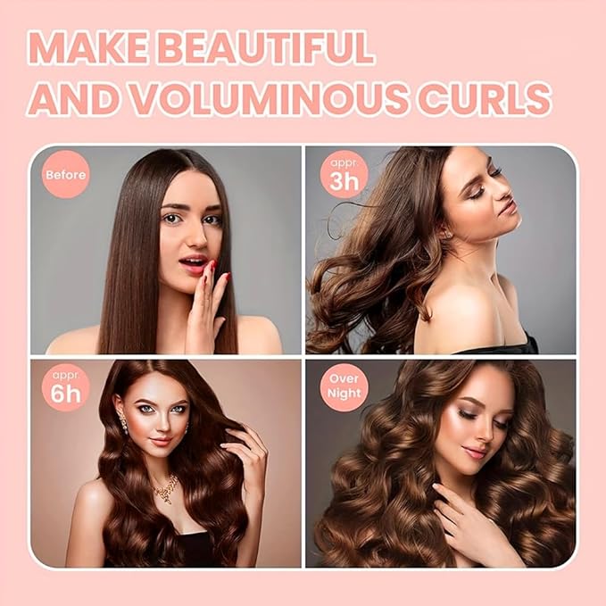 Heatless Hair Curler for Overnight Blowout Curls, No Heat Curl Rods to Sleep In, for Long and Medium Hair (Pink)