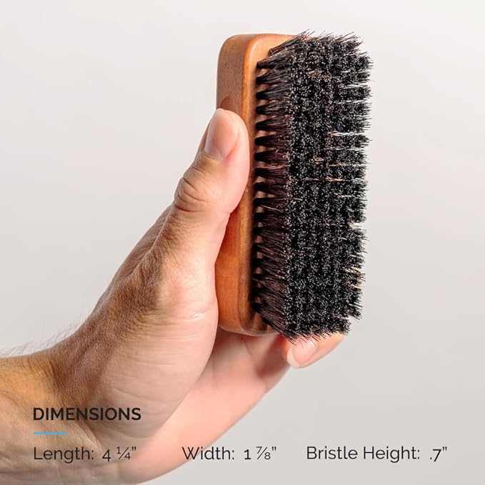 ZEUS Palm Beard Brush for Men, Soft Boar Bristles & Pear Wood Handle (G92)