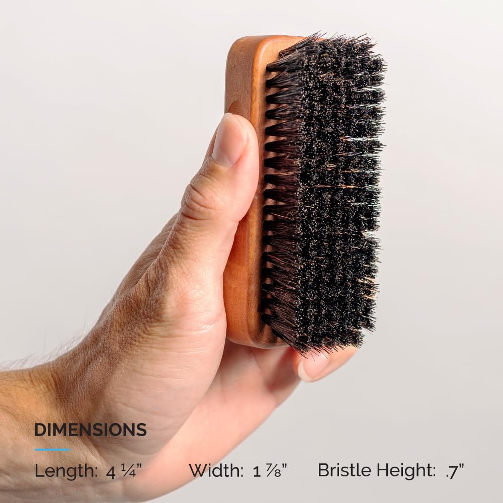 ZEUS Palm Beard Brush for Men, Soft Boar Bristles & Pear Wood Handle (G92)