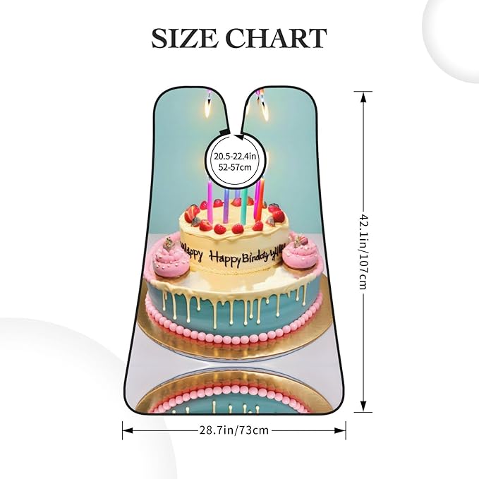 YQxwJL Happy Birthday Big Cake Print Beard Bib Shaving Apron, Beard Hair Trimming Cape Gift For Dad