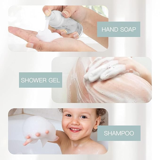 Owlyee Travel Foam Pump Bottle - 2oz Small Size Foaming Hand Soap Dispenser - Mini Portable Mousse Lash Shampoo Kit Container for Hair - Empty Leak Proof Plastic Pink Foamer 3Pack