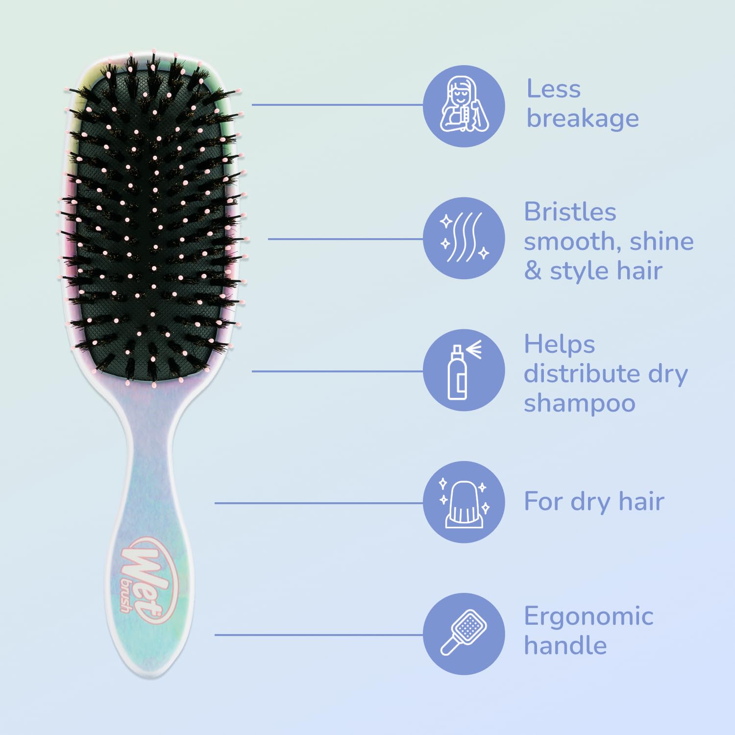 Wet Brush Shine Enhancer Color Wash Stripes, Paddle Hair Detangler Brush with Ultra-Soft Intelliflex Bristles, Infused With Natural Argan Oil, Shiny & Smooth, Wet or Dry, For All Hair Types